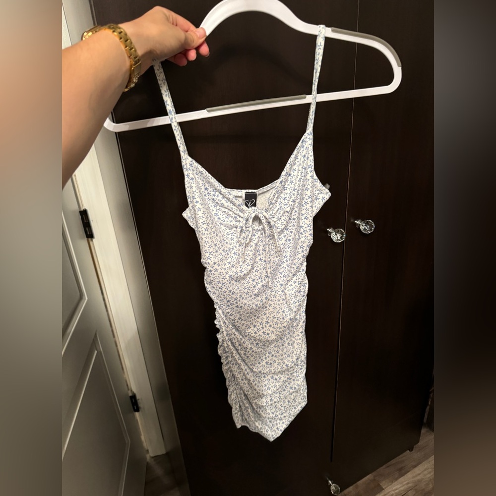 Windsor White Floral Ruched Mini Dress